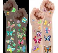 Dreamil Lot de 10 tatouages papillon lumineux pour enfants, autocollants étanches pour enfants, fête, jeux, anniversaire d'enfant