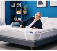 DREAMIN *101 - Topper pour lit simple 90 x 190 Bruno Barbieri en plumes et duvet d'oie respirant ~ 7 cm, matelas pour lit simple 4 saisons avec coins élastiques, housse de matelas pour confort de luxe
