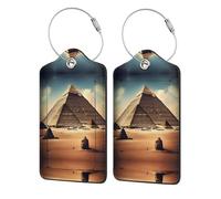 Dreaming of The Pyramids of Khufu Business Travel Étiquette en cuir PU pour sacs à main/sacs à dos/bagages, noir, 4 PCS