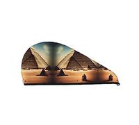 Dreaming of The Pyramids of Khufu Coral Velvet Dry Hair Cap for Women Hair Caps with Buttons for Curly Long & Thick Hair Anti Frisottis