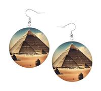 Dreaming of the Pyramids of Khufu Print Leather Earrings for Women - Dangle Hoop Earrings Perfect for Costume Party and Girls Accessories, taille unique, Cuir