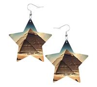 Dreaming of the Pyramids of Khufu Prints Leather Star Shape Boucles d'oreilles légères et élégantes accessoires pour les fêtes, les danses et la vie quotidienne.
