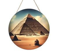 Dreaming of The Pyramids of Khufu Round Wood Panel Painting 30,5 cm Artwork Exquise Art Wood Respectueux de l'environnement Un choix élégant pour la décoration de la maison.