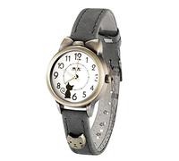 DREAMING Q&P fq-234 Mignon Montre à La Mode pour Filles Femme, Cartoon Petit Chaton Désign,Bracelet en Cuir véritable,Gris