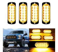 DREAMIZER 12V 24V Feux Stroboscopique Feux latéraux, 4PCS 12 LEDs Lampe Flash Warining Beacon Lights Barre Lumière d'urgence pour Voiture Camion Remorque Tracteur Backhoe élévateur ATV UTV Pickup