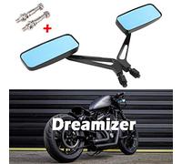 DREAMIZER 8mm 10mm Rétroviseur Rectangulaire pour Moto, Rétroviseur Latéral de Moto de Style Rétro Remplacement pour Bobber Sportster XL883 1200 48 Dyna Street Glide Softail Low Rider