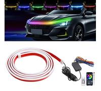 DREAMIZER Bande lumineuse LED pour capot de voiture, Dynamique avec protection contre les fusibles, clignotants, universelle pour Voitures SUV Camions (180cm-Multicolore avec clignotant)