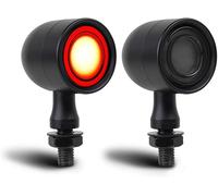 DREAMIZER Mini LED Clignotant Moto, CNC Clignotant 12V Universel pour Scooter, Lumière Ambre & Rouge Compatible avec Harley Honda Kawasaki Suzuki Triumph Yamaha, 2 Pièces