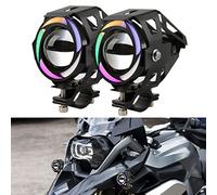 DREAMIZER Phare avant de moto, 12V 24V Phare antibrouillard auxiliaire pour moto,Lumière Feux Additionnels Moto avec Angel Eye Compatible avec R1200GS ATV UTV Touring Off Road