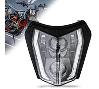 DREAMIZER Phare avant LED pour moto, E24 6500K Phares avant avec DRL Lampe Compatible avec Enduro Dirt Bike Motocross Supermoto Naked Bike Exc XCF XCW 250 350 450 SXF 125 SMC SMR 690