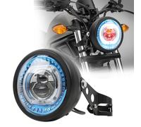 DREAMIZER Phare LED Moto 5,75 Pouces avec Supports, Éclairage Universel et Étanche Compatible avec Harley Yamaha Honda Kawasaki Cafe Racer Bobber Chopper