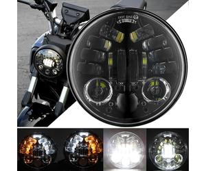 DREAMIZER Phare LED Moto de 5.75 Pouces Homologué E avec Clignotant DRL Compatible avec Harley Dyna Softail Sportster Nightster 48 Iron 883 1200 Wide Glide Low Rider Night Rod