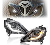 DREAMIZER Phare LED pour Moto 64W DOT de Croisement et Route DRL Blanc avec Clignotant Intégré Ambre pour Yamaha ATV Raptor 700 2006-2022 YFZ 450 YFZ450R YFZ450X Wolverine 450