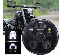 DREAMIZER Phare Moto de 5.75 Pouces Homologué E avec Indicateur Blanc DRL Angel Eye Ambre Compatible avec Harley Road King Street Glide Softail Electra Glide J-eep Wrangler JK TJ