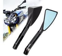 DREAMIZER Universel Aluminium Rétroviseur de moto, Triangle 8mm 10 mm Rétroviseurs Latéraux de Moto pour vélo de rue vélo de sport Dirt bike Cruiser Chopper Scooter(Noir)