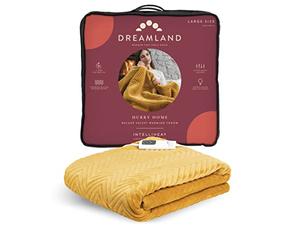 Dreamland Hurry Home Couvre-lit chauffant matelassé à chevrons - Couverture électrique en velours de luxe parfaite pour lit et canapé, chauffage rapide, lavable en machine, contrôle amovible,