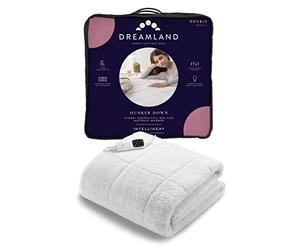Dreamland Intelliheat+ Couverture chauffante Rapide pour lit Double, 190 x 137 cm, Sangles élastiques, 1 contrôle, 6 réglages de température et minuteur, Lavable en Machine