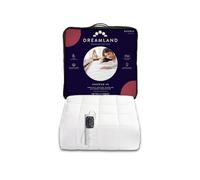 Dreamland Protège-Matelas électrique pour lit Double - enneigé en Coton Bio Style Drap-Housse, Chauffage Rapide, minuterie avec 6 réglages de Chaleur, 1 contrôleur Amovible, Lavable en Machine, 190 x