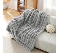 DREAMLANDING Couverture en fausse fourrure de lapin de luxe en peluche sherpa réversible, couverture en fourrure duveteuse chaude et confortable pour lit, canapé, fauteuil, décoration de la maison