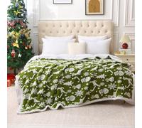 DREAMLANDING - Couverture en polaire sherpa, jeté double face super doux et chaud pour lit, canapé, divan (vert de Noël, 150 x 200 cm)