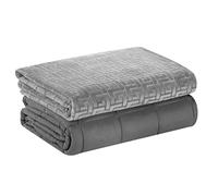 DREAMLANDING Gravity Couverture lestée avec housse remplaçable, couverture lestée à rembourrage de perles de verre pour adultes, couverture lourde anti-anxiété (gris, 150 x 200 cm, 6,8 kg)