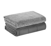 DREAMLANDING Gravity Couverture lestée avec housse remplaçable, rembourrage de perles de verre, pour adultes, couverture lourde contre l'anxiété (gris, 120 x 180 cm, 6,8 kg)