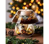 Dreamlight Photophore décoratif de Noël - Bougies chauffe-plat en verre Noblesse Mini - Cozy Night Deko X Mas - Boule de Noël étoile dorée marron - Diamètre : 10 cm - Hauteur : 9,5 cm