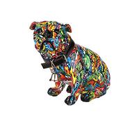 Dreamlight Sculpture Moderne Figure décorative Chien Carlin Pop Art en Pierre Artificielle Multicolore 20x17 cm