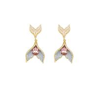 Dreamlike sirène queue diamant boucles d'oreilles processus de galvanoplastie plaqué argent matériel hypoallergénique cadeau pour les femmes