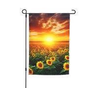 Dreamlike Sunset Of A Sunflower Field Drapeau de jardin 30,5 x 45,7 cm Double face Printemps Été Décoration de cour Bannière Petit drapeau saisonnier Décoration extérieure