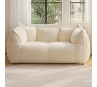 DreamNest Housse de Pouf Non Remplie - Paresseux Convertible, sans Remplissage, Fauteuil Sol Relax, 1-2 Places, Faux Cachemire, Design Moderne, Modulable en Canapé-lit, Beige, Crème