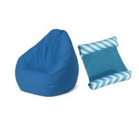 DreamNest Pack Été : Housse de Pouf (100cm) Étanche + Matelas Flottant Piscine | Outdoor Bean Bag Cover sans Remplissage + Chaise Gonflable Plage Piscine - Relaxation Jardin & Eau