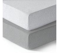 Dreamology Draps de lit 100 % coton pour lit d'enfant, filles, garçons, drap de lit de voyage et drap de berceau 140 x 70 cm, drap-housse pour matelas de lit de bébé | Gris, gris argenté