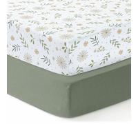 Dreamology Draps de lit 100 % jersey de coton, doux pour tout-petits, 140 x 70 cm, housse pour matelas bébé | Vert