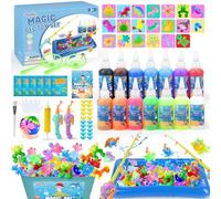 Dreamon Aqua Gel Kit Pêche 71PCS, Jeu Créatif DIY avec 14 Gels Colorés, 20 Moules, 2 Cannes à Pêche, Activité Manuelle Enfant 3+ Ans, Jeu d’Eau Cadeau Fille Garçon 5 6 7 8 Ans