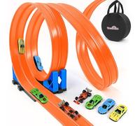 Dreamon Circuit Voiture Enfant 3 4 5 6 Ans - 6 Mètres Circuit Flexible Voiture Enfant avec Petites Voitures Rampe Sac de Rangement Ventouse Cadeau pour Garçons Filles