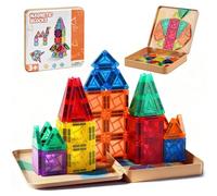 Dreamon Mini Bloc Construction Magnetique Enfant, 60 Pièces Magnetic Tiles Jeux Magnetique Enfant avec Boîte en Fer, Cadeaux pour Garçons Et Filles 3 4 5 6 7 Ans