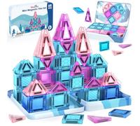 Dreamon Mini Bloc de Construction Magnétique Enfant 68PCS Thème Glace Et Neige Magnetic Tiles Jeux Magnetique Enfant avec Boîte en Métal Cadeaux pour Garçons Et Filles 3 4 5 6 7 Ans