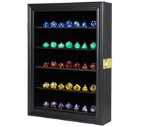 Dreamplay Gift DND Présentoir de dés pour 5 Jeux de dés polyédriques hexagonaux Support Mural verrouillable, Boîte de Rangement des dés 98% protégée Contre Les UV pour Les Nuits de Jeu