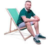 DreamRoots Bain de Soleil Pliable 130 kg en Bois de Hêtre - Chaise Longue Jardin Relax Extérieur - Chaise de Plage Pliable - Transat Jardin Exterieur - Tissu Lavable 100% Polyester 220 g/m2
