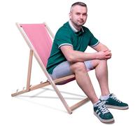 DreamRoots Bain de Soleil Pliable 130 kg en Bois de Hêtre - Chaise Longue Jardin Relax Extérieur - Chaise de Plage Pliable - Transat Jardin Exterieur - Tissu Lavable 100% Polyester 220 g/m2