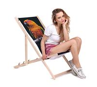 DreamRoots Bain de Soleil Pliable 130 kg en Bois de Hêtre - Chaise Longue Jardin Relax Extérieur - Chaise de Plage Pliable - Transat Jardin Exterieur - Tissu Lavable 100% Polyester 220 g/m2