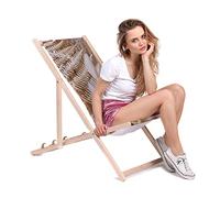 DreamRoots Bain de Soleil Pliable 130 kg en Bois de Hêtre - Chaise Longue Jardin Relax Extérieur - Chaise de Plage Pliable - Transat Jardin Exterieur - Tissu Lavable 100% Polyester 220 g/m2