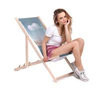 DreamRoots Bain de Soleil Pliable 130 kg en Bois de Hêtre - Chaise Longue Jardin Relax Extérieur - Chaise de Plage Pliable - Transat Jardin Exterieur - Tissu Lavable 100% Polyester 220 g/m2