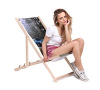 DreamRoots Bain de Soleil Pliable 130 kg en Bois de Hêtre - Chaise Longue Jardin Relax Extérieur - Chaise de Plage Pliable - Transat Jardin Exterieur - Tissu Lavable 100% Polyester 220 g/m2