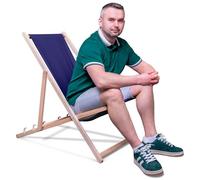 DreamRoots Bain de Soleil Pliable 130 kg en Bois de Hêtre - Chaise Longue Jardin Relax Extérieur - Chaise de Plage Pliable - Transat Jardin Exterieur - Tissu Lavable 100% Polyester 220 g/m2