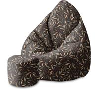 Dreamroots Bean Bag 80x80x120cm Pouf avec dossier et pouf et housse Pouf avec garnissage Pouf adulte avec garnissage Retro Leaves