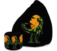 Dreamroots Bean Bag 80x80x120cm Pouf avec dossier et tabouret et housse Coussin de sol Chill Sack Bubibag Pouf Wild Dinosaur