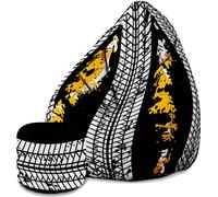 Dreamroots Bean Bag 80x80x120cm Pouf avec dossier et tabouret et housse Coussin de sol Chill Sack Bubibag Pouf avec remplissage Tire Marks