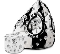 Dreamroots Bean Bag 80x80x120cm Pouf avec dossier et tabouret et housse Coussin de sol Chill Sack Bubibag Pouf avec remplissage Game Space
